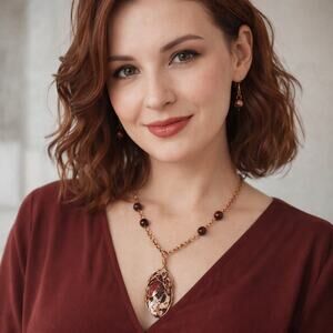 Red Poppy Jasper Tigers eye beads 2-inch Oval Cabochon 20-inch Brown Tan copper